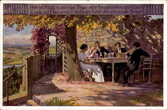Künstler Ak Hey, Paul, Herbst, Nr. 1, Partie im Gasthaus