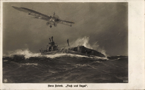 Künstler Ak Bohrdt, Hans, Fisch und Vogel