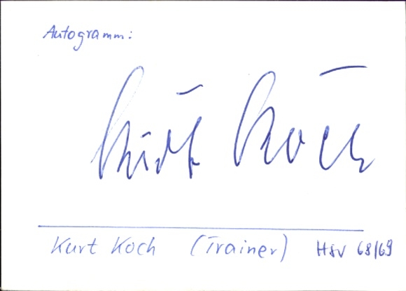 Autogramm Trainer Kurt Koch, Hamburger SV