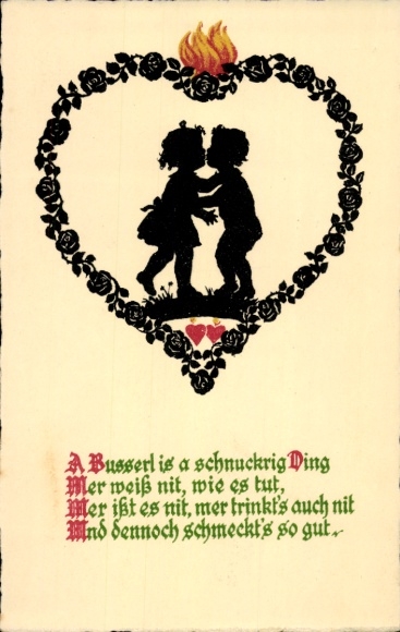 Scherenschnitt Ak Kinder, Herz