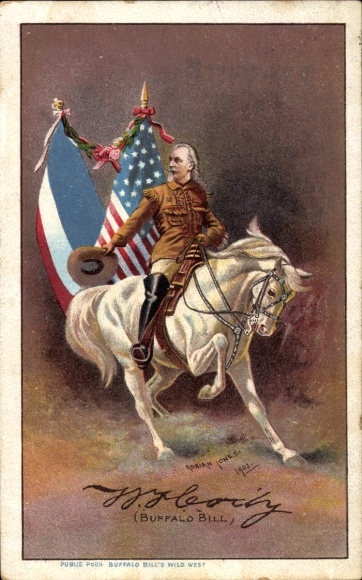 Künstler Ak Buffalo Bill zu Pferd