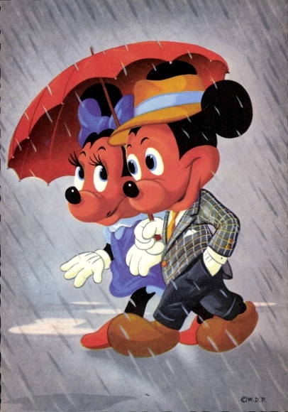 Ak Walt Disney, Minnie, Mickey Mouse, Regenwetter