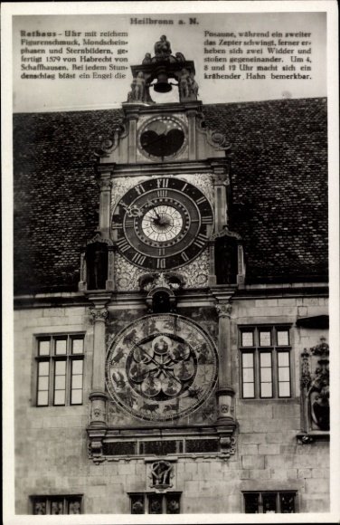 Ak Heilbronn am Neckar, Rathaus-Uhr