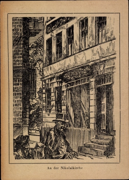 Künstler Ak Erich Zinn, Berlin Mitte, An der Nikolaikirche