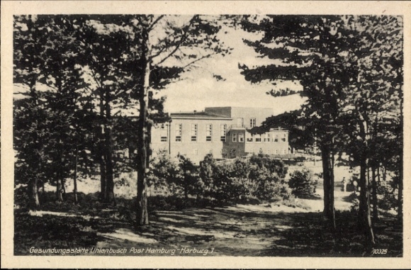 Ak Hamburg Harburg, Gesundungsstätte Uhlenbusch, Post  Bäume im Vordergrund