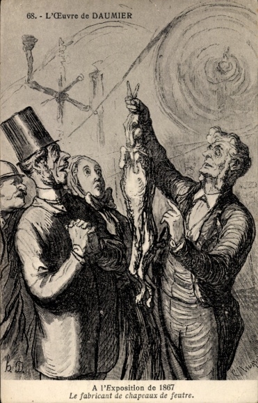 Künstler Ak Daumier, H., Ausstellung von 1867, Der Filzhutmacher, Hase