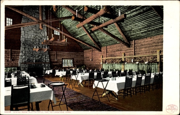 Ak Wyoming USA, Yellowstone-Nationalpark, Old Faithful Inn, Esszimmer
