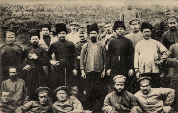 Ak Russische Kriegsgefangene, Gruppenfoto, I. WK
