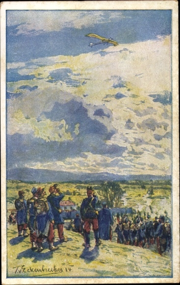 Künstler Ak Eckenbrecher, T. von, Beschießung einer deutschen Taube, Luftflotten Verein