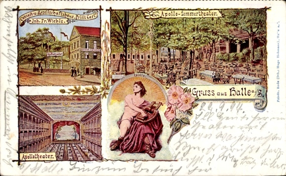 Litho Halle an der Saale, Apollo-Sommertheater, Konzert Gesellschaftshaus Prinz Carl