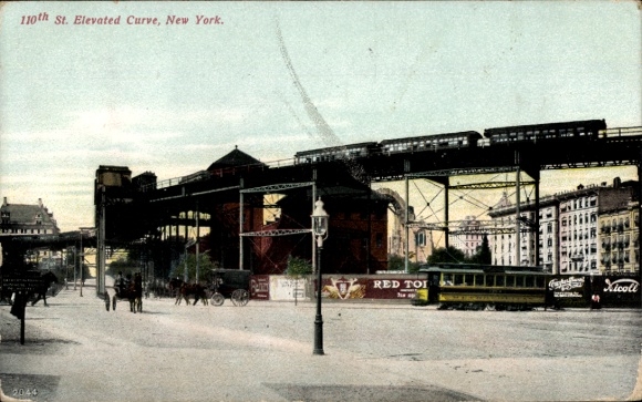 AK New York City USA, 110. St. erhöhte Kurve
