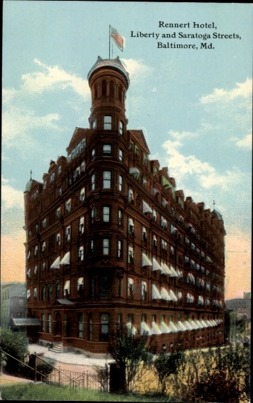 Ak Baltimore Maryland USA, Rennert Hotel, Liberty und Saratoga Streets