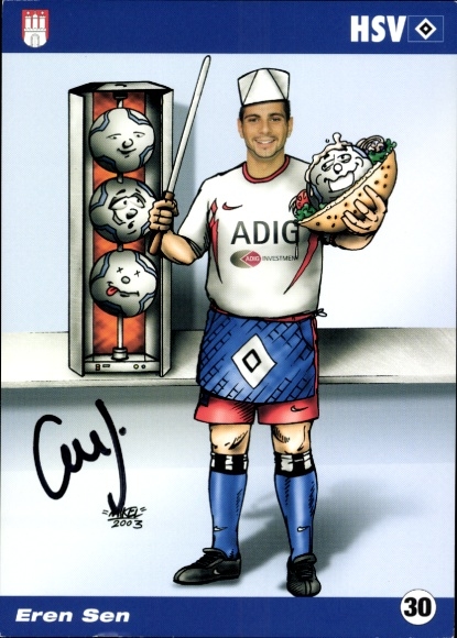 Autogrammkarte Fußballer Eren Sen, Hamburger SV, Autogramm
