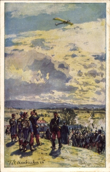 Künstler Ak Eckenbrecher, T. von, Beschießung einer deutschen Taube, Luftflotten Verein