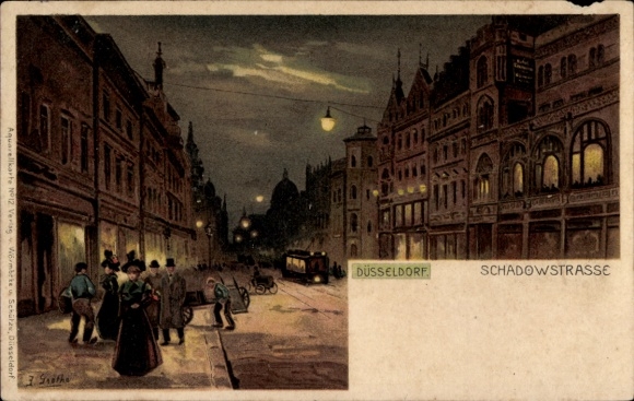 Künstler Litho Grothe, Düsseldorf, Schadowstrasse, Straßenbahn