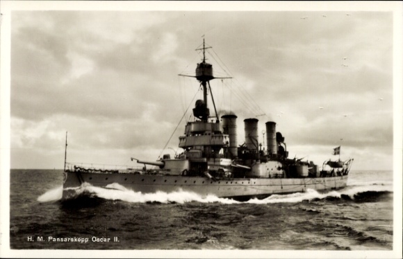 Ak Schwedisches Kriegsschiff Oscar II