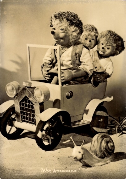 Ak Mecki der Igel, Wir kommen, Ausflug, Mecki mit Kindern, Schnecke