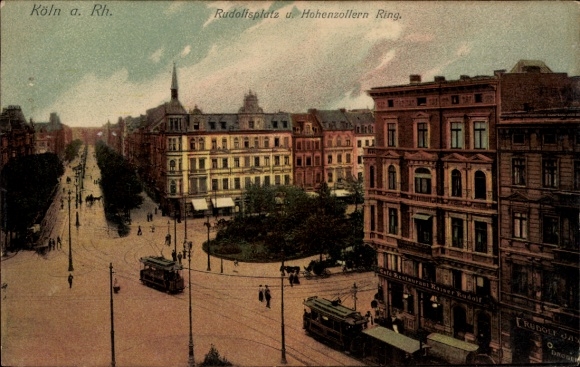 Ak Köln am Rhein, Rudolfsplatz, Hohenzollern Ring, Straßenbahnen, historische Gebäude