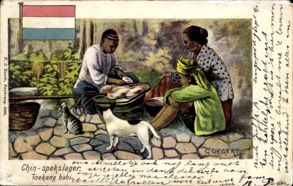 Künstler Ak Degert, Indonesien, Chin-spekslager, Toekang babi