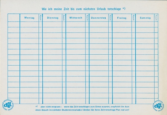 Stundenplan Reklame, Studentenreisen, Das Kursbuch, Deutscher Studentenreise Dienst