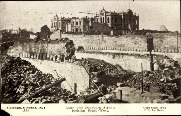 Ak Chicago Illinois USA, Zerstörte Gebäude, Trümmerlandschaft,  Oktober 1871