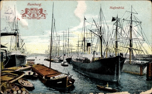 Ak Hamburg, Segelschiffhafen