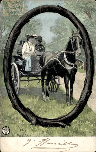 Buchstaben Ak Buchstabe O, Kutsche, Paar