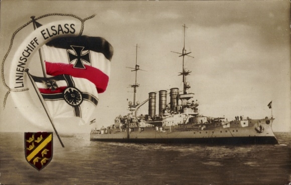 Ak Deutsches Kriegsschiff, Linienschiff Elsass, Reichsmarine