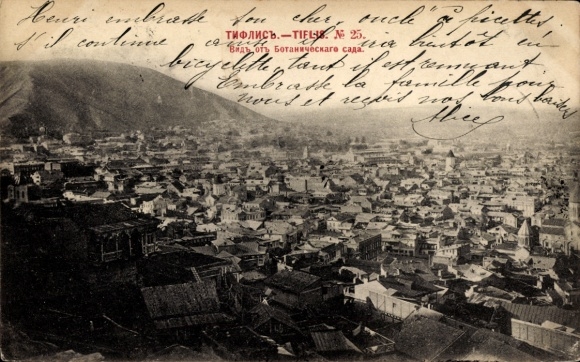 Ak Tiflis Georgien, Gesamtansicht, Blick vom Botanischen Garten