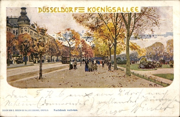 Künstler Ak Düsseldorf am Rhein, Königsallee, Herbst