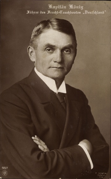 Ak Kapitän Paul König, Führer des Frachttauchbootes Deutschland, Portrait, NPG 5627
