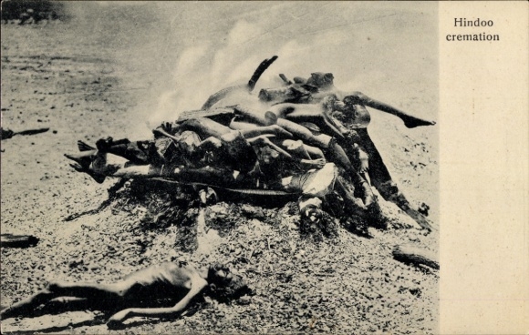 Ak Indien, Hindu Cremation, Hinduistische Totenverbrennung