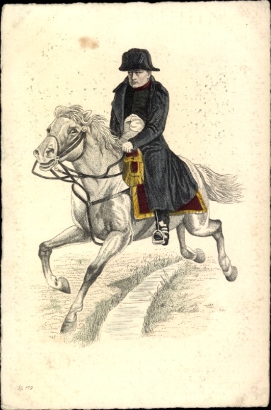 Künstler Ak Napoleon, Reitportrait