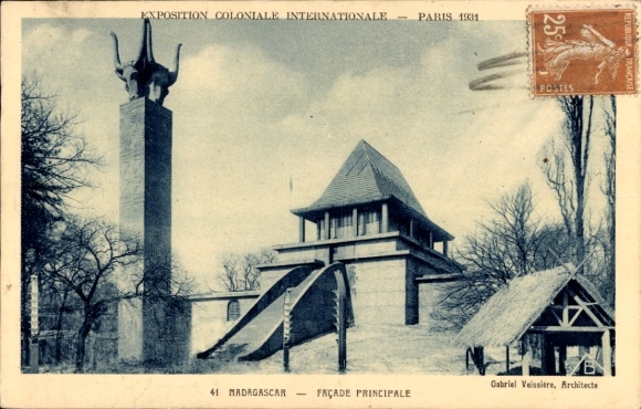 CPA Exposition Coloniale, Paris 1931, Madagaskar, Façade Principale