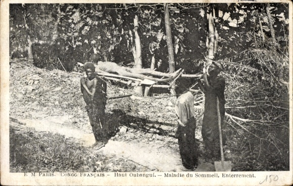 CPA Haut Oubanguí, Maladie du Sommell, Enterrement