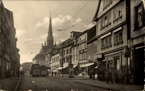 Ak Mühlhausen in Thüringen, Steinweg, Straßenbahnen