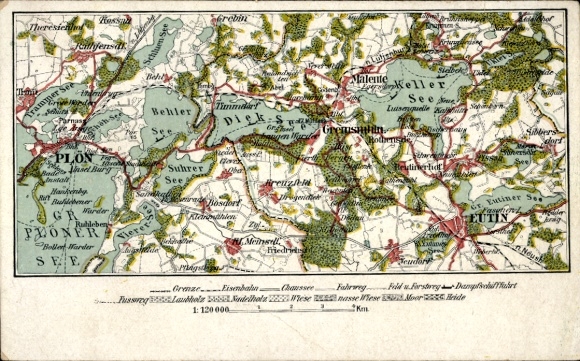 Landkarten Ak Eutin in Ostholstein, Dieksee, Keller See, Suhrer See, Plön