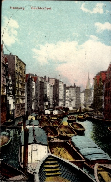 Ak Hamburg, Deichtorfleet, Boote