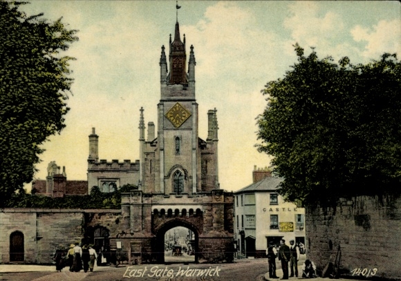 Ak Warwick Warwickshire England, Osttor,   Architektur, farbig