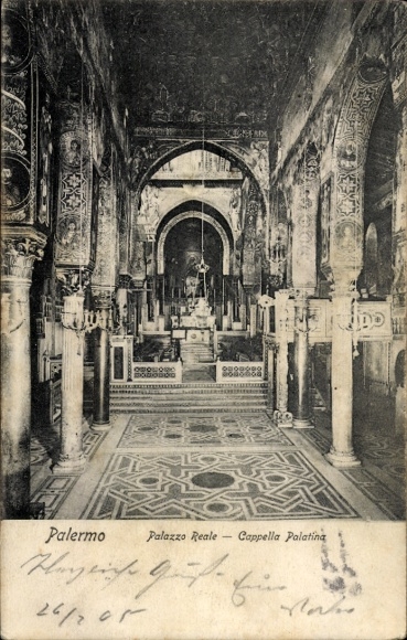 Ak Palermo Sizilien Sicilia Italien,  Palazzo Reale, Cappella Palatina,  Innenansicht