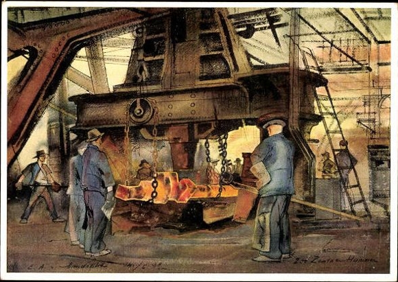 12 alte Ak im Sammelheft, Eisenhütte Dortmund, Hoesch Aktiengesellschaft, diverse Ansichten