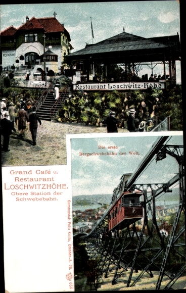 Ak Dresden Loschwitz, Restaurant Loschwitzhöhe, Schwebebahn