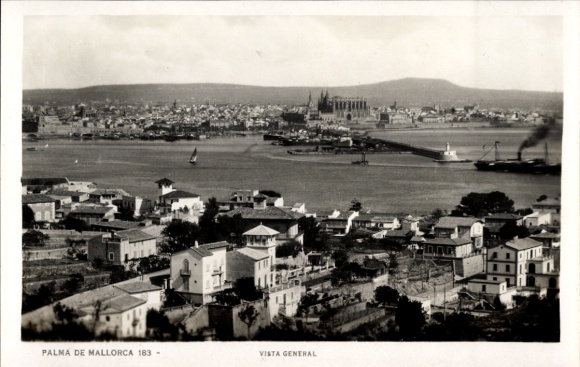 Ak Palma de Mallorca Balearische Inseln, Blick auf  Hafen, Schiffe, Stadtansicht