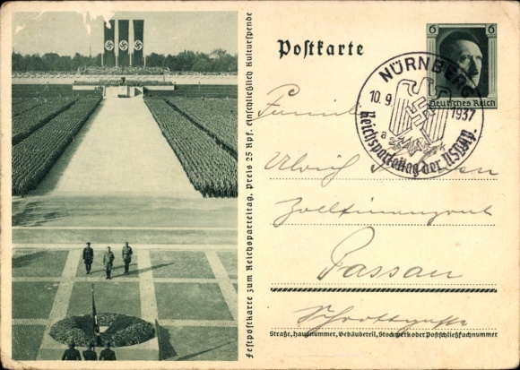 Ganzsachen Ak Nürnberg, Reichsparteitag, Hitler, Himmler, Lutze
