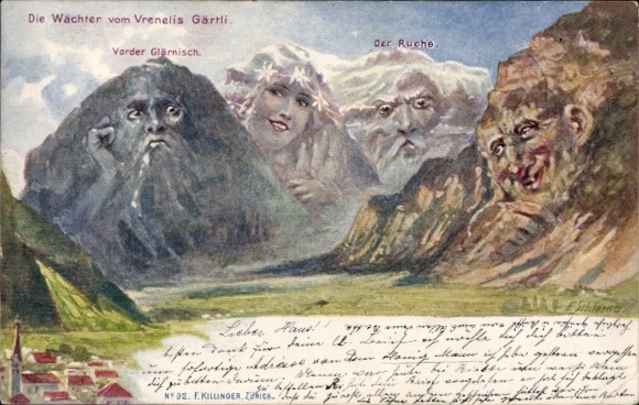 Künstler Ak Schlemo, E.,  Wächter vom Vrenelis Gärtli, Berggesichter, F. Killinger No 92