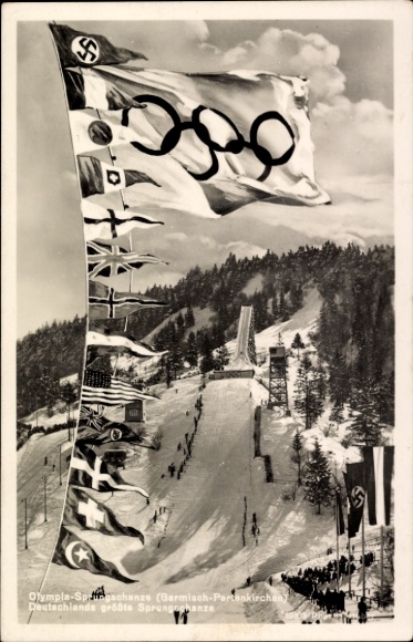 Ak Garmisch Partenkirchen in Oberbayern, Olympia Sprungschanze, Winterolympiade 1936