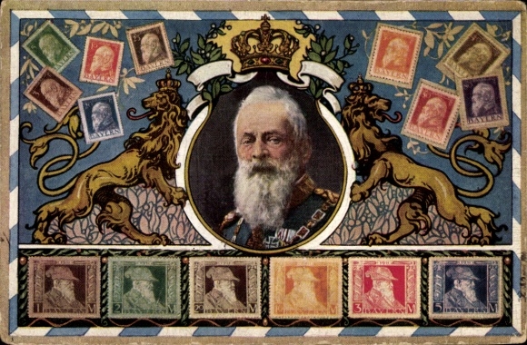 Briefmarken Ak Königreich Bayern, Prinzregent Luitpold von Bayern