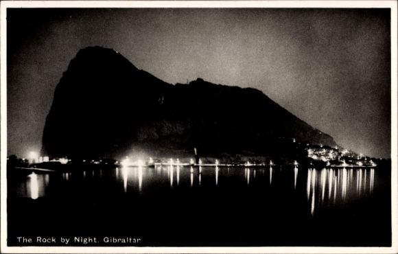 Ak Gibraltar, Der Felsen, Nachtaufnahme