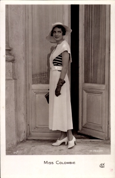 Foto Ak Miss Kolumbien, Portrait im Kleid mit Hut