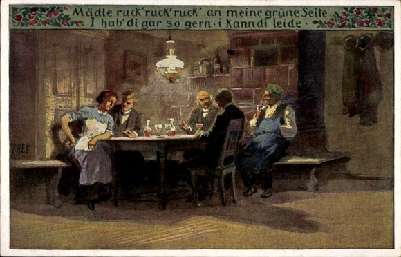 Lied Künstler Ak Hey, Paul, Volksliedkarte Nr 67, Mädle ruck an meine grüne Seite